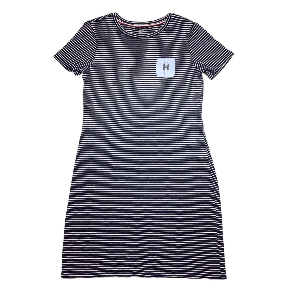 Tommy Hilfiger Blue White Stripe Short Sleeve T Shirt Shift Dress Women S Preppy